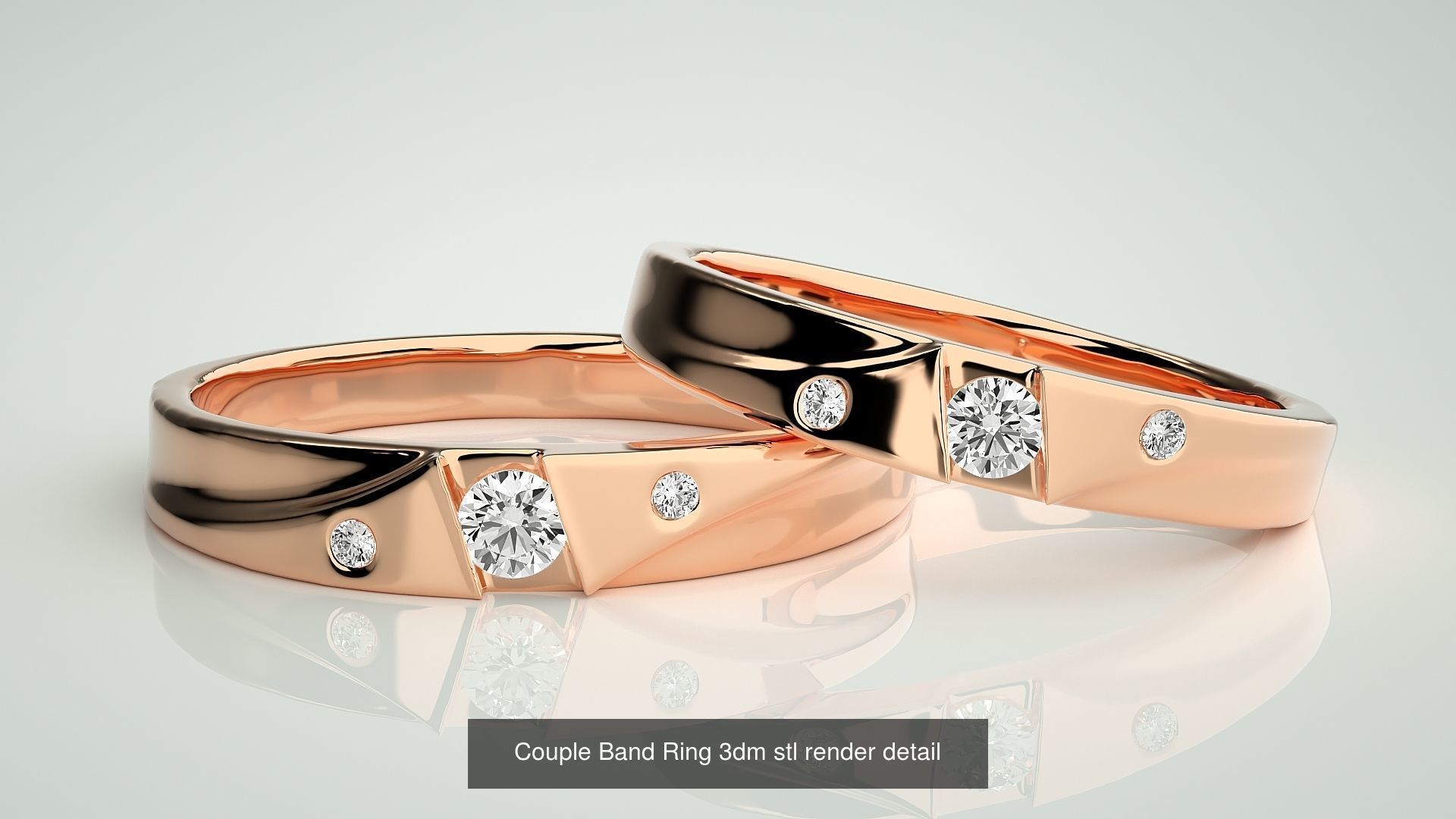 300 Couple Band Ring 3dm stl render detail Part-1 3D Model Collection_178