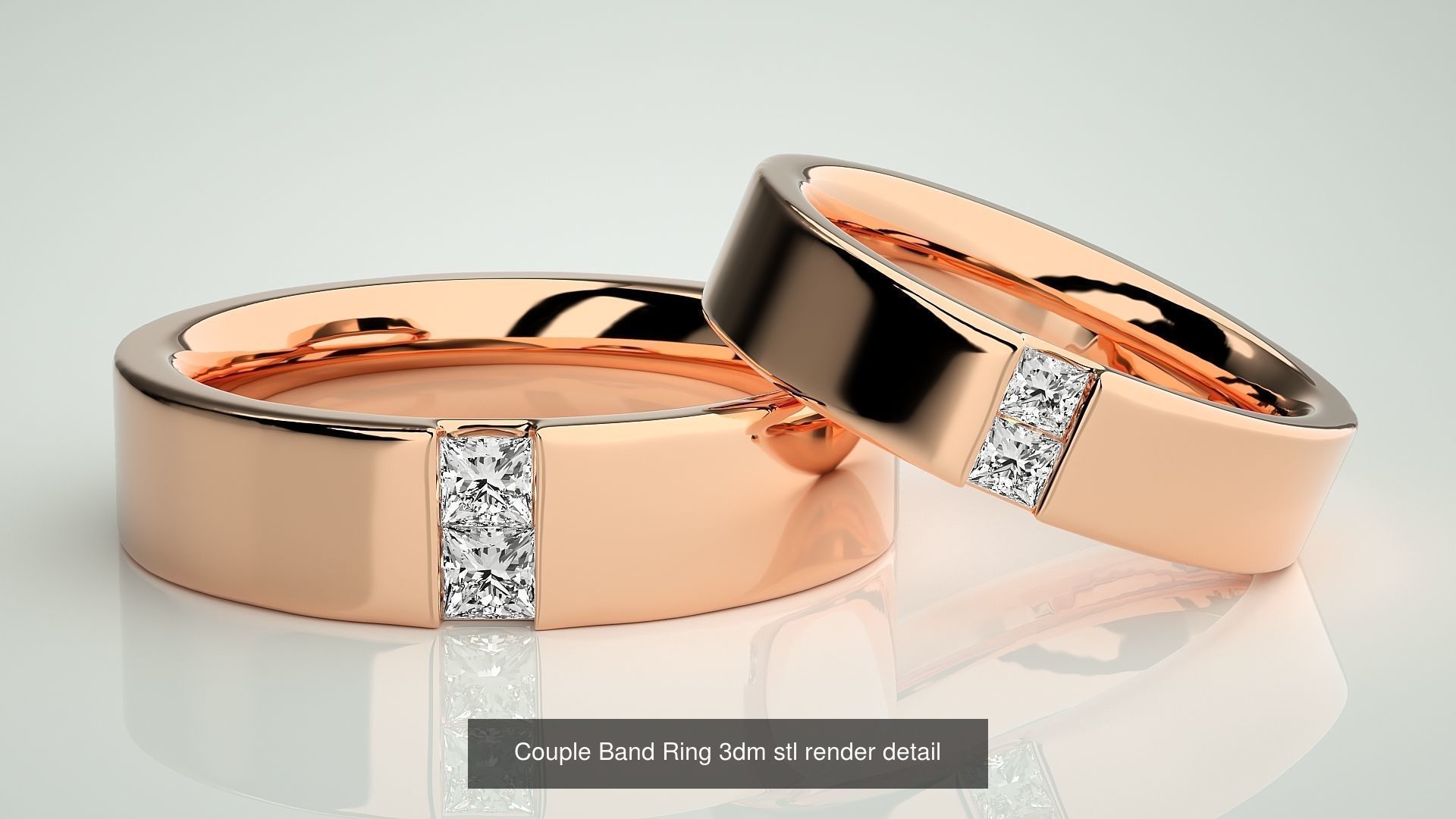 300 Couple Band Ring 3dm stl render detail Part-1 3D Model Collection_173