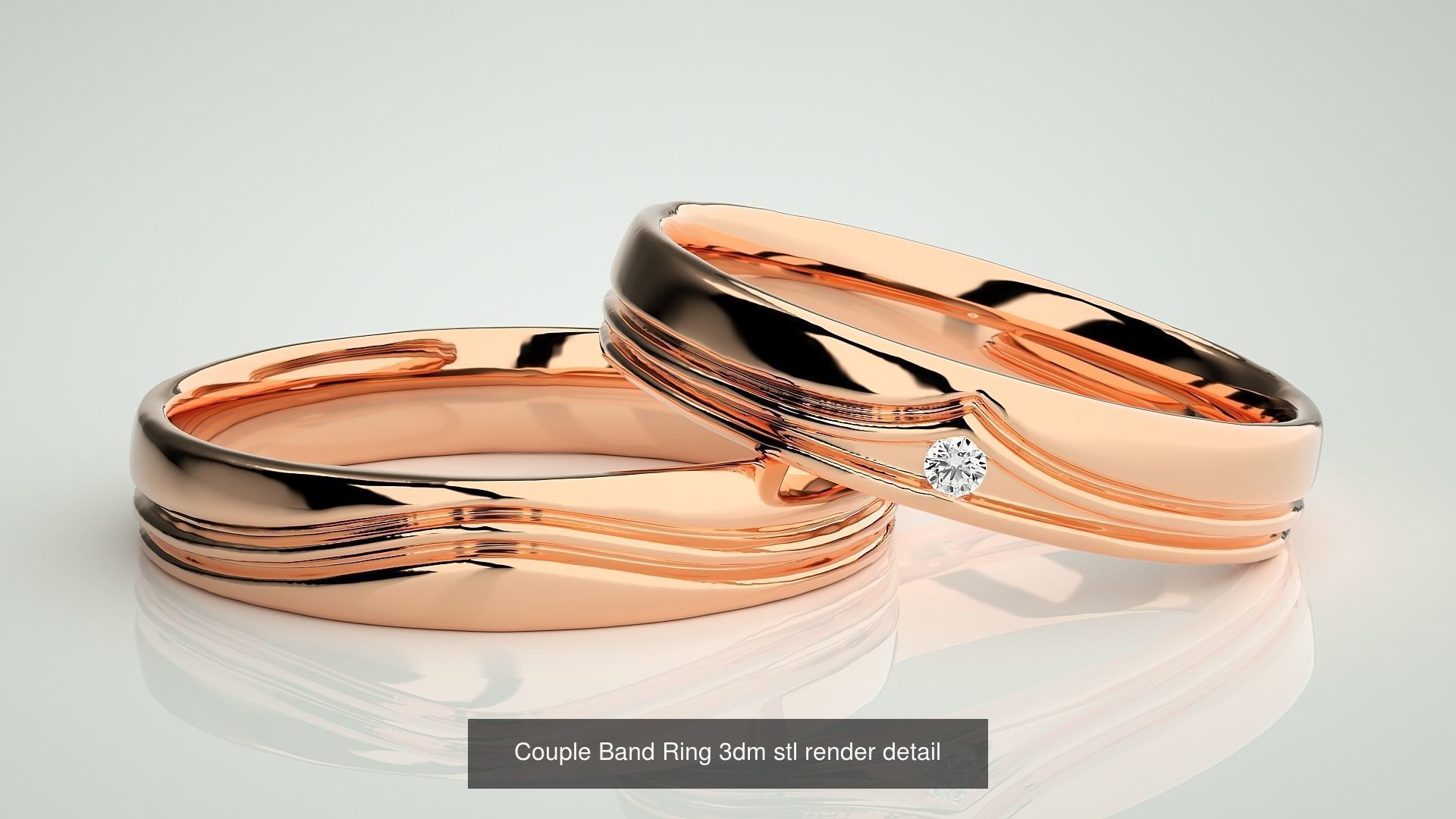 300 Couple Band Ring 3dm stl render detail Part-1 3D Model Collection_158
