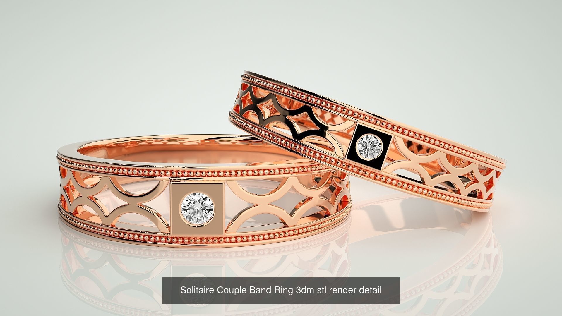 300 Couple Band Ring 3dm stl render detail Part-1 3D Model Collection_25
