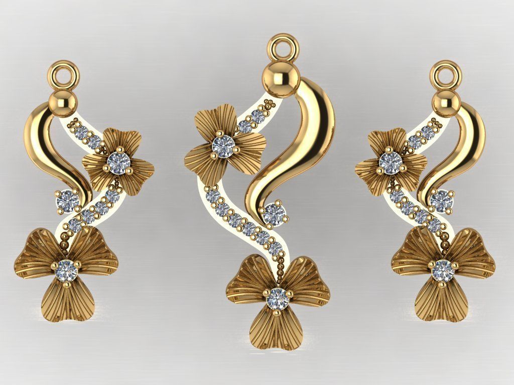 Clover flower pendant 3D print model_3