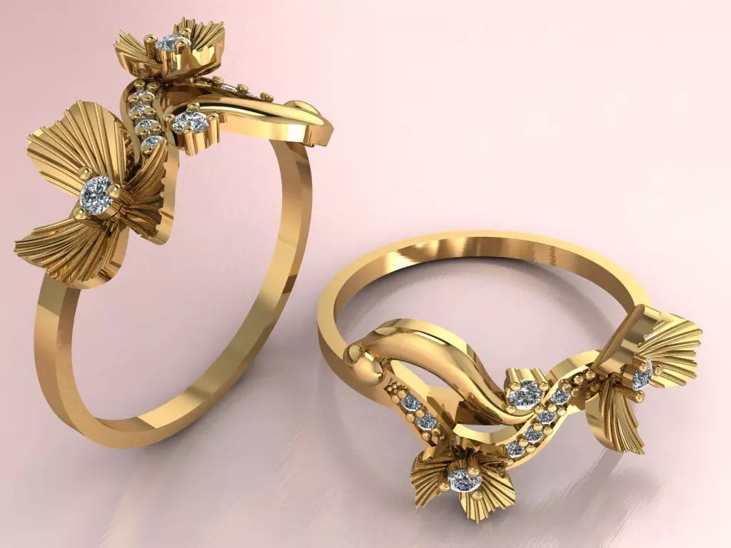 Clover flower ring 3D print model_0