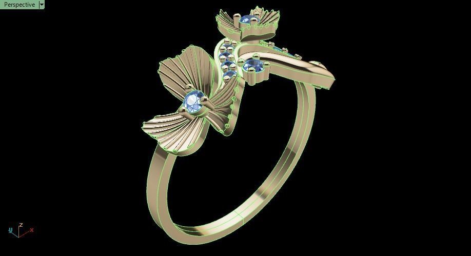 Clover flower ring 3D print model_15