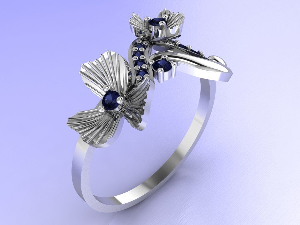 Clover flower ring 3D print model_3