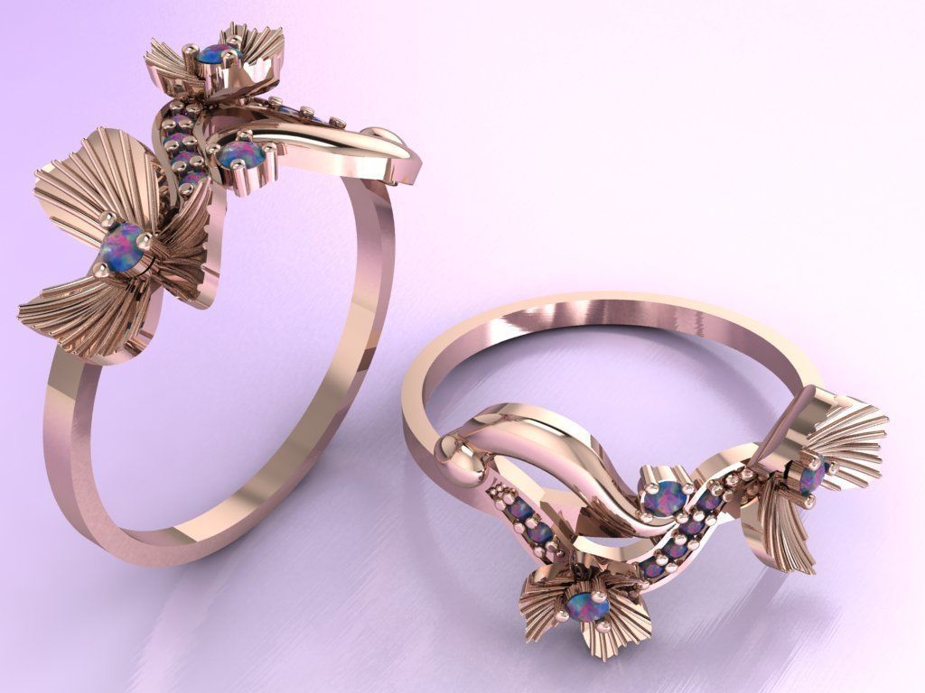 Clover flower ring 3D print model_4