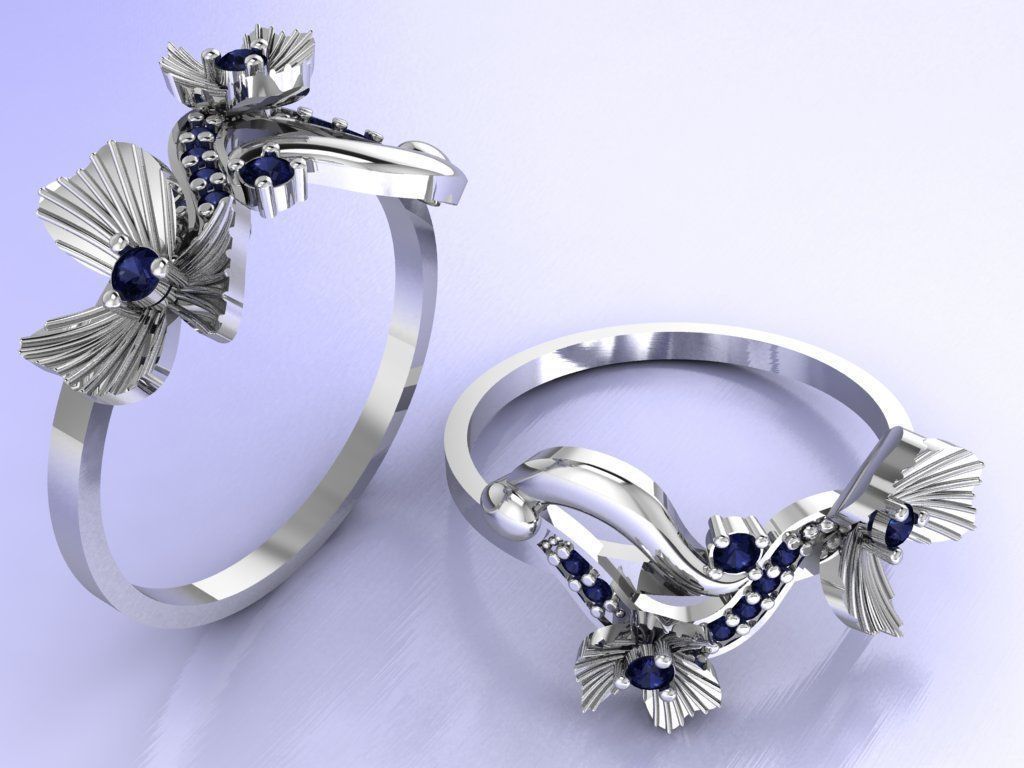 Clover flower ring 3D print model_2