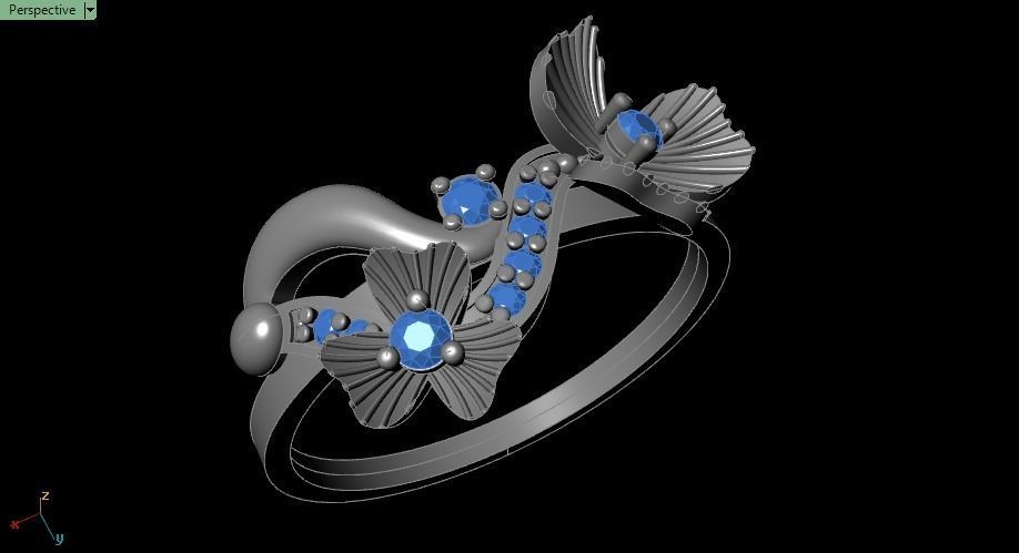 Clover flower ring 3D print model_19