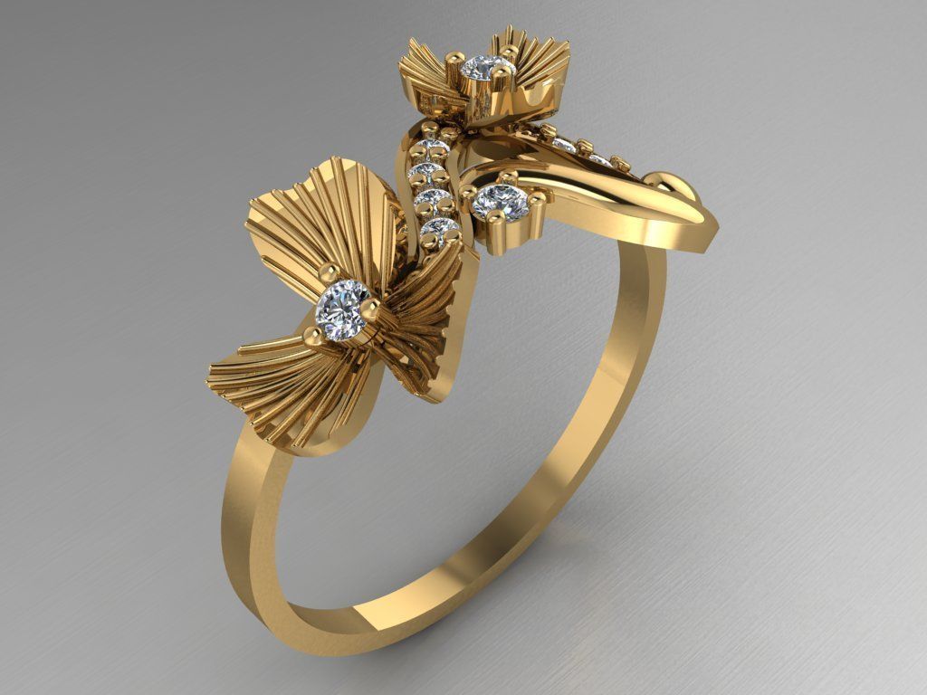 Clover flower ring 3D print model_1