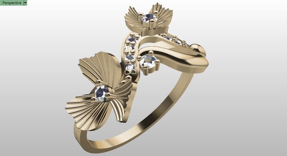 Clover flower ring 3D print model_16