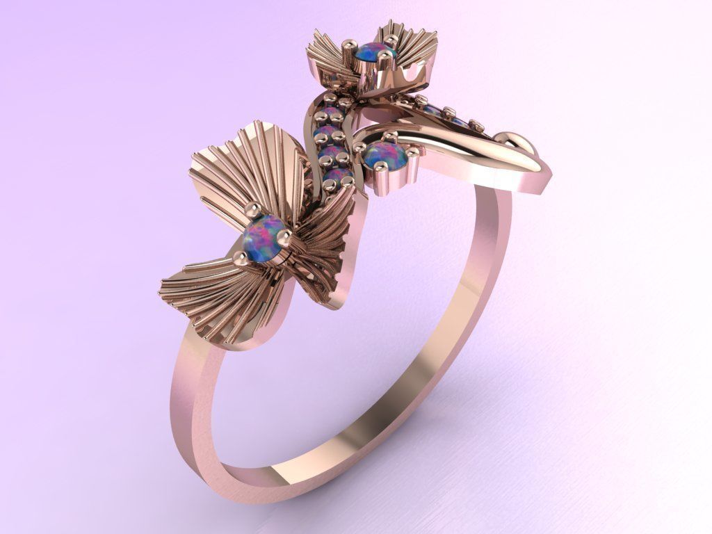 Clover flower ring 3D print model_5