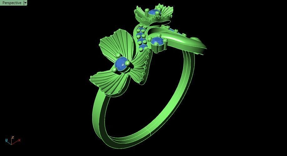 Clover flower ring 3D print model_14
