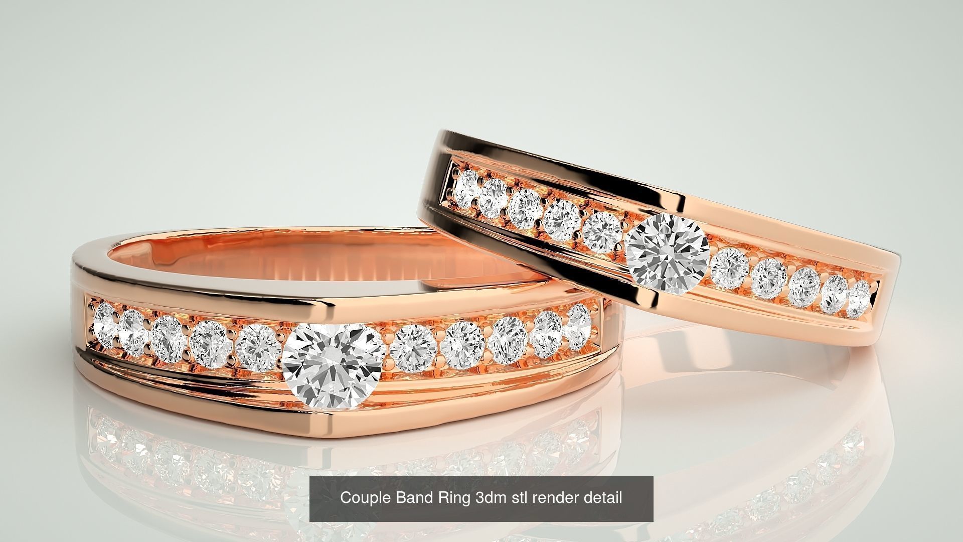 300 Couple Band Ring 3dm stl render detail Part-2  3D Model Collection_81