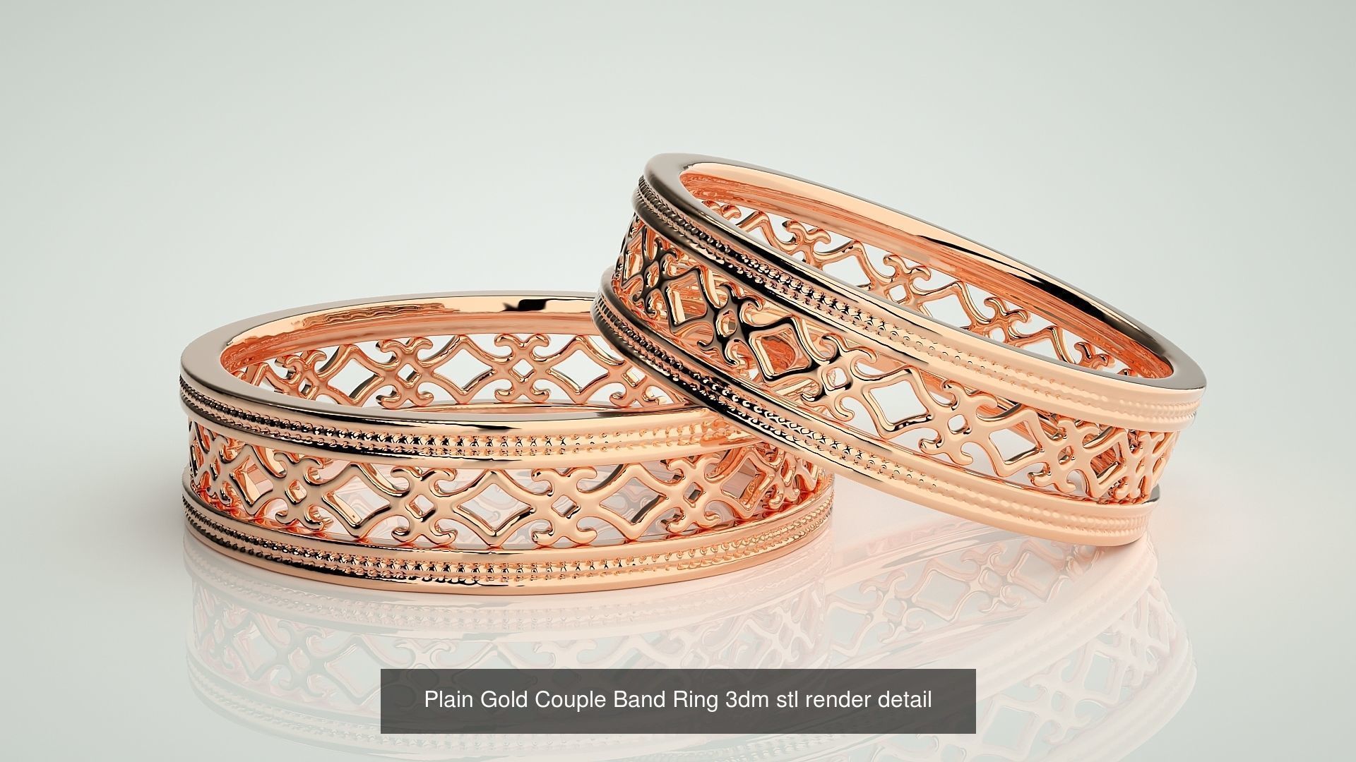 300 Couple Band Ring 3dm stl render detail Part-2  3D Model Collection_129
