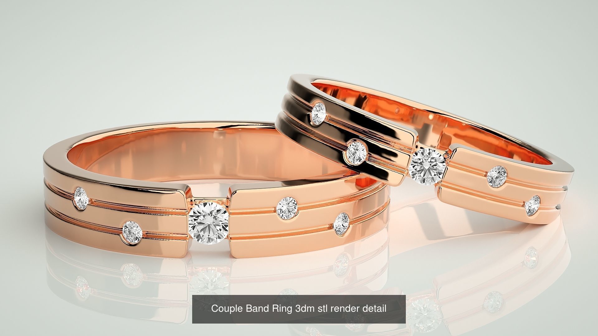 300 Couple Band Ring 3dm stl render detail Part-2  3D Model Collection_107