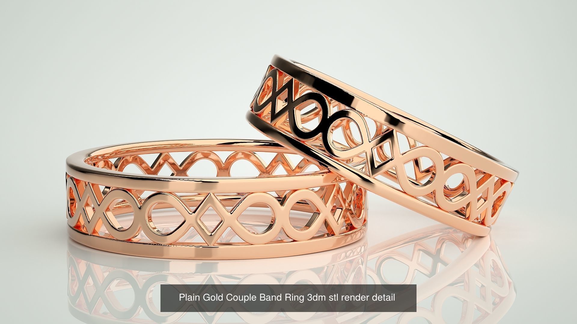 300 Couple Band Ring 3dm stl render detail Part-2  3D Model Collection_64