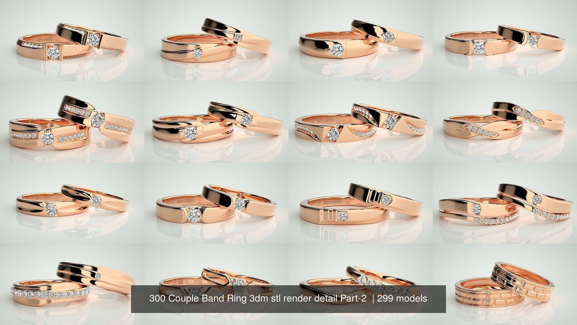 300 Couple Band Ring 3dm stl render detail Part-2  3D Model Collection_33