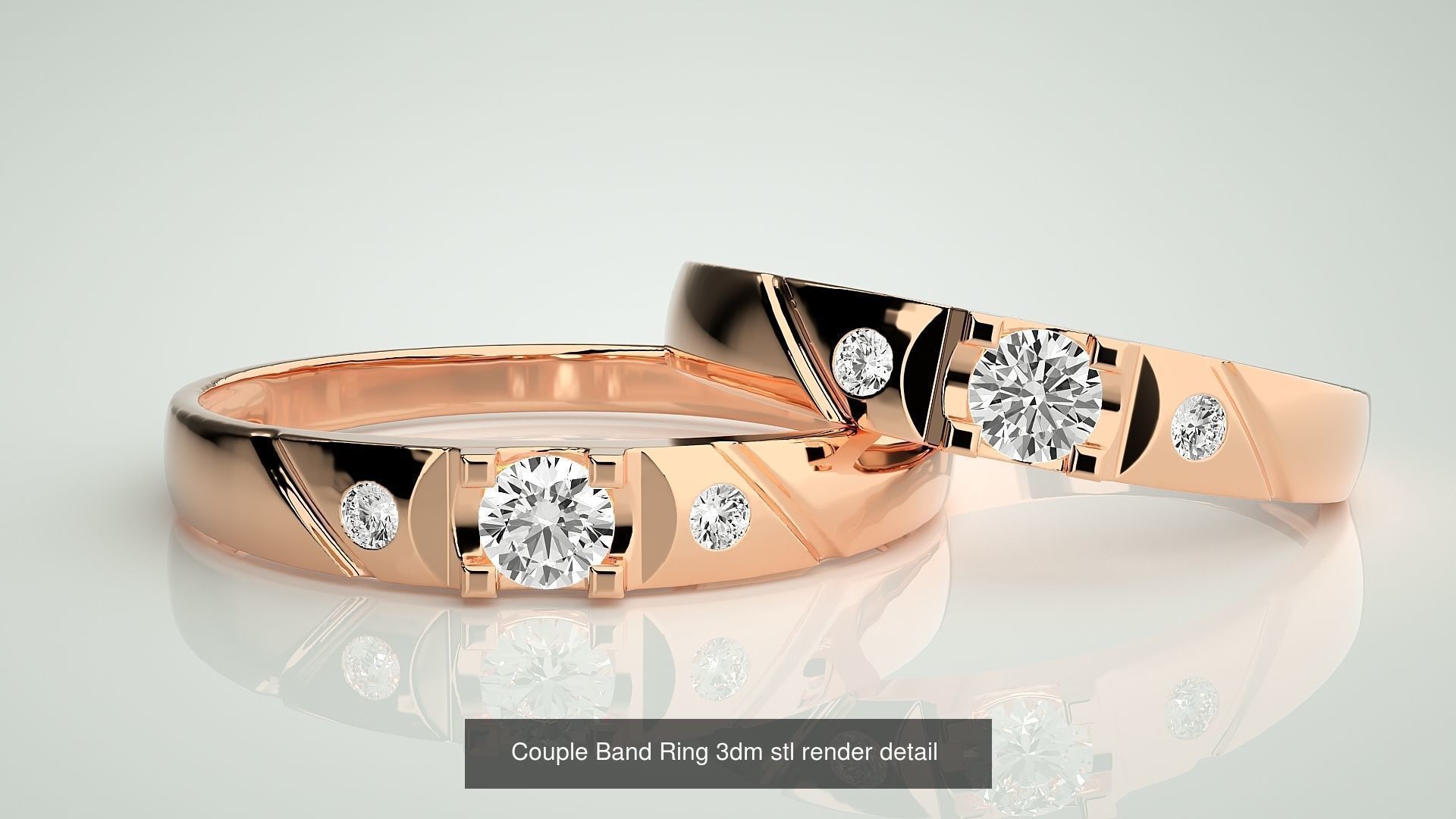 300 Couple Band Ring 3dm stl render detail Part-2  3D Model Collection_60
