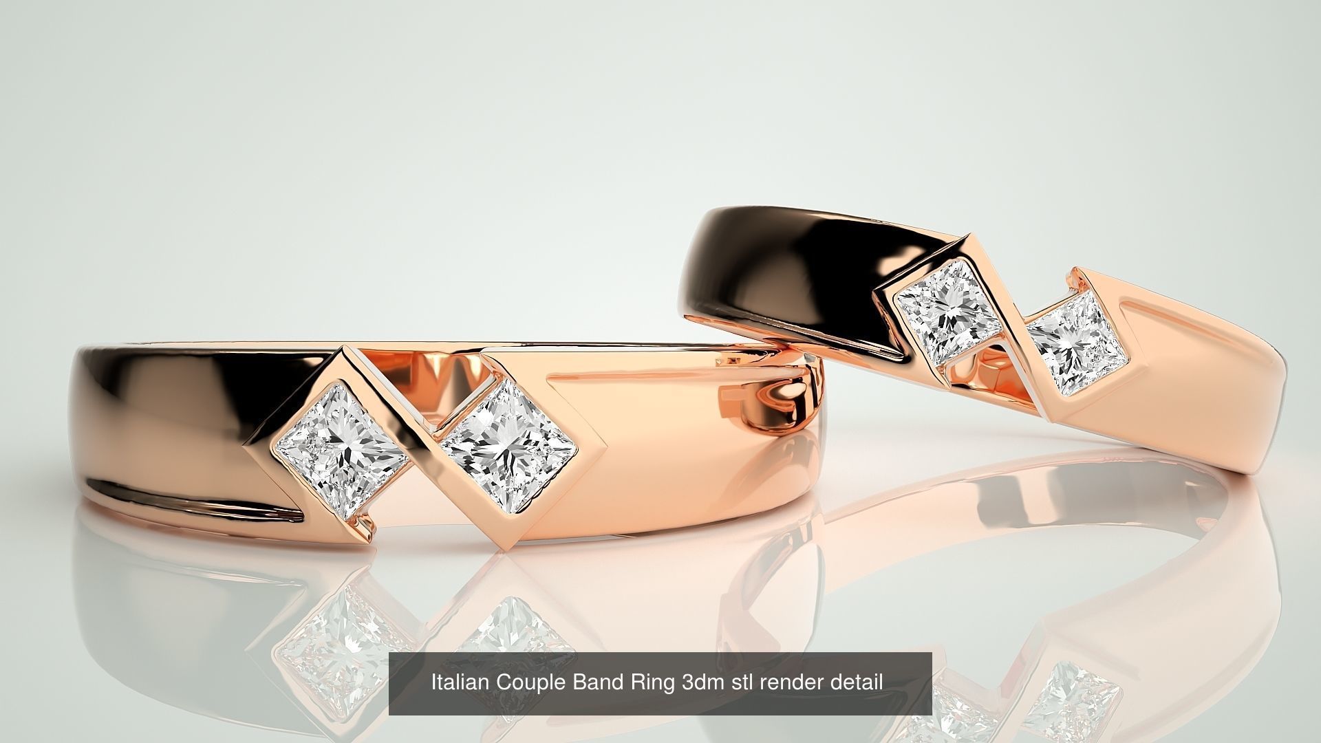 300 Couple Band Ring 3dm stl render detail Part-2  3D Model Collection_62