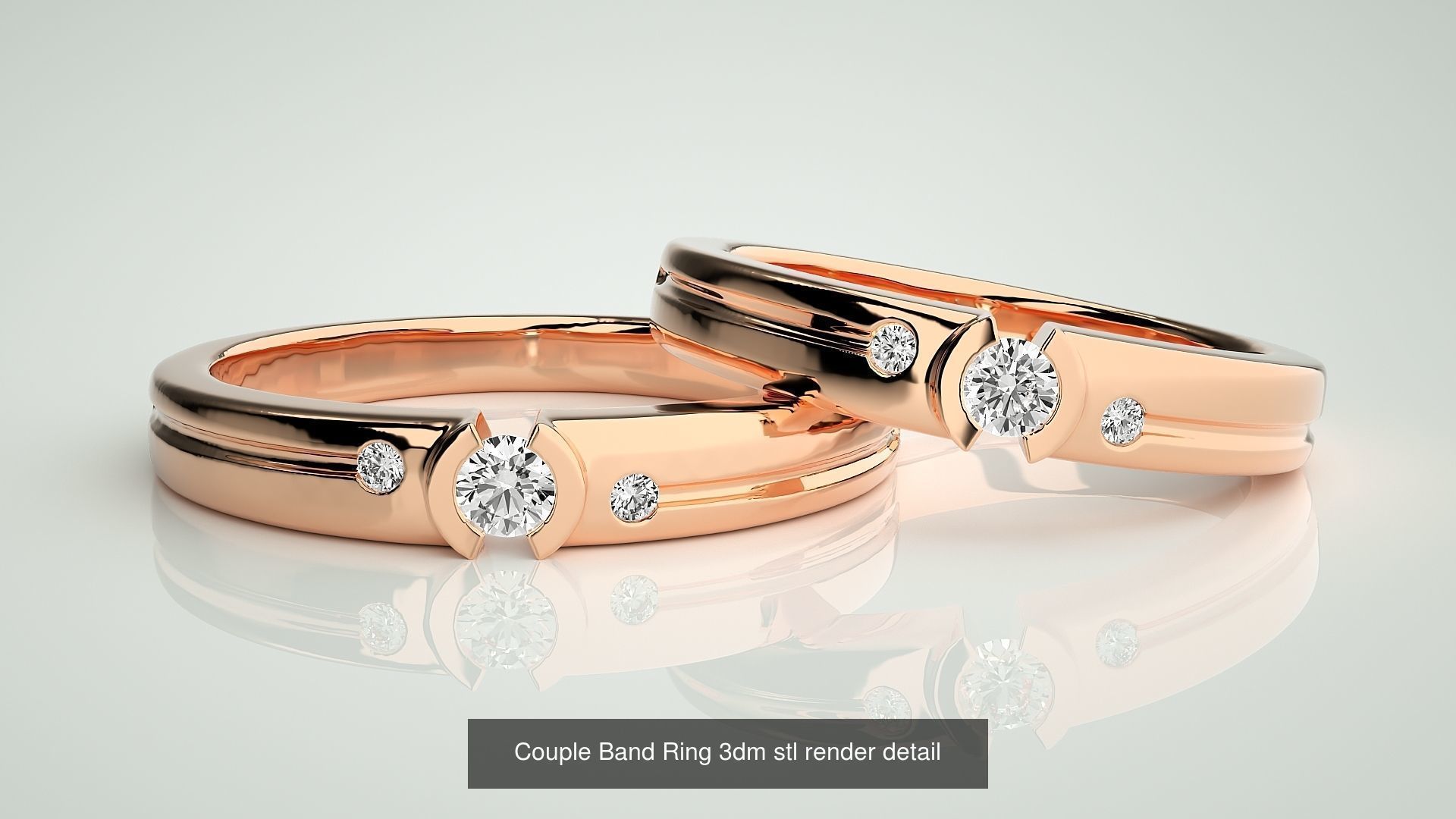 300 Couple Band Ring 3dm stl render detail Part-2  3D Model Collection_106