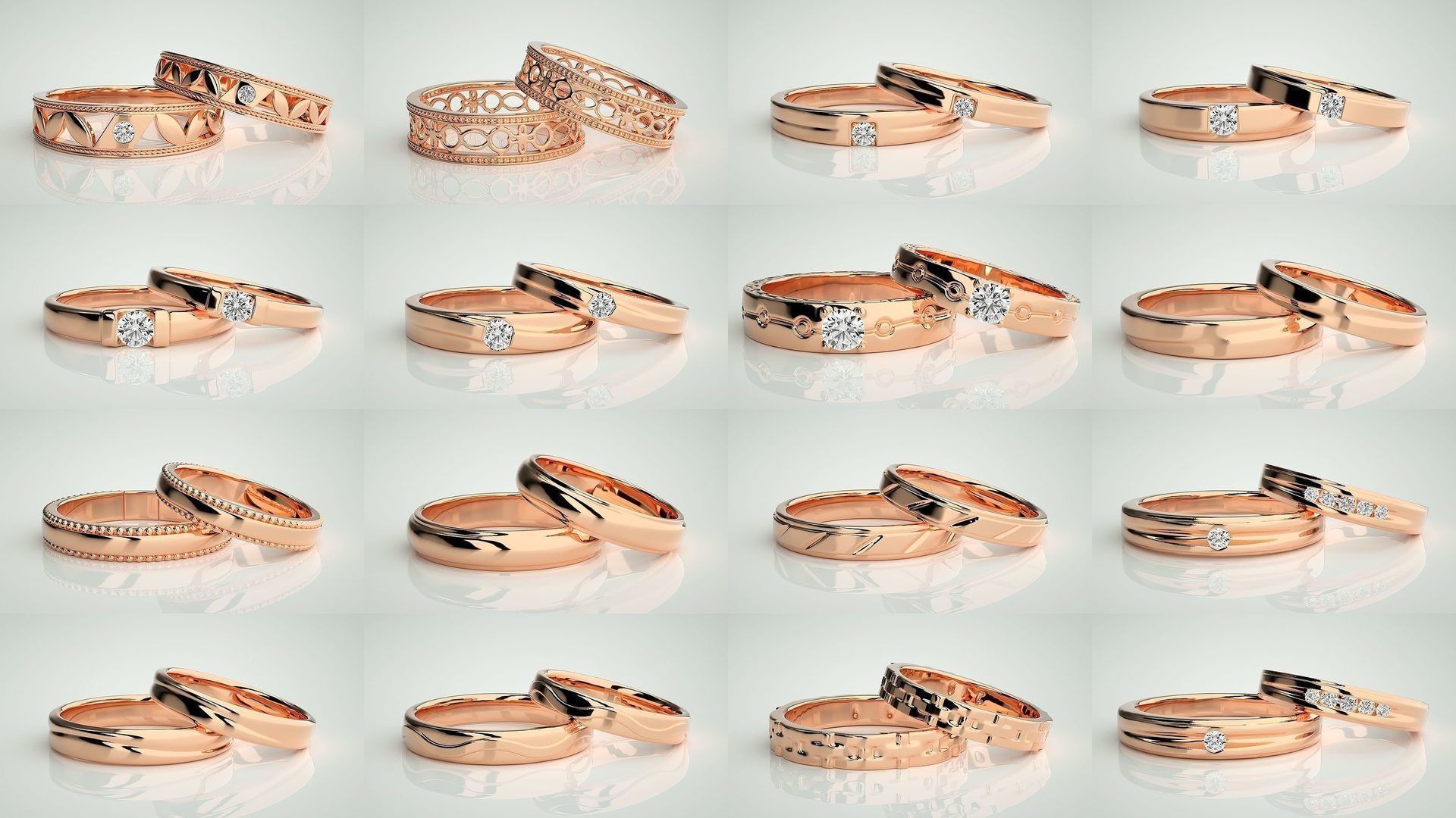 300 Couple Band Ring 3dm stl render detail Part-2  3D Model Collection_26
