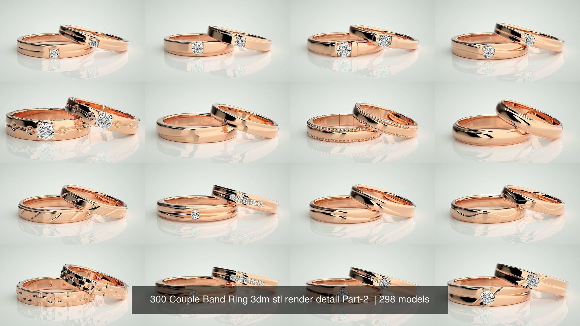 300 Couple Band Ring 3dm stl render detail Part-2  3D Model Collection_12
