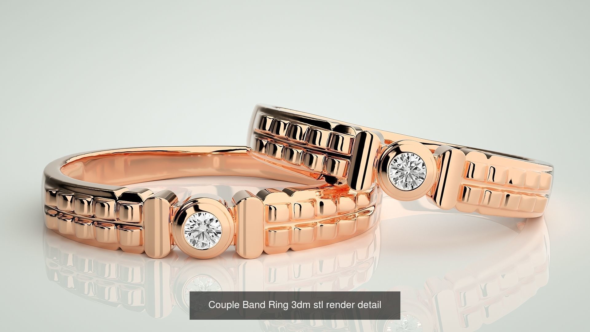 300 Couple Band Ring 3dm stl render detail Part-2  3D Model Collection_78