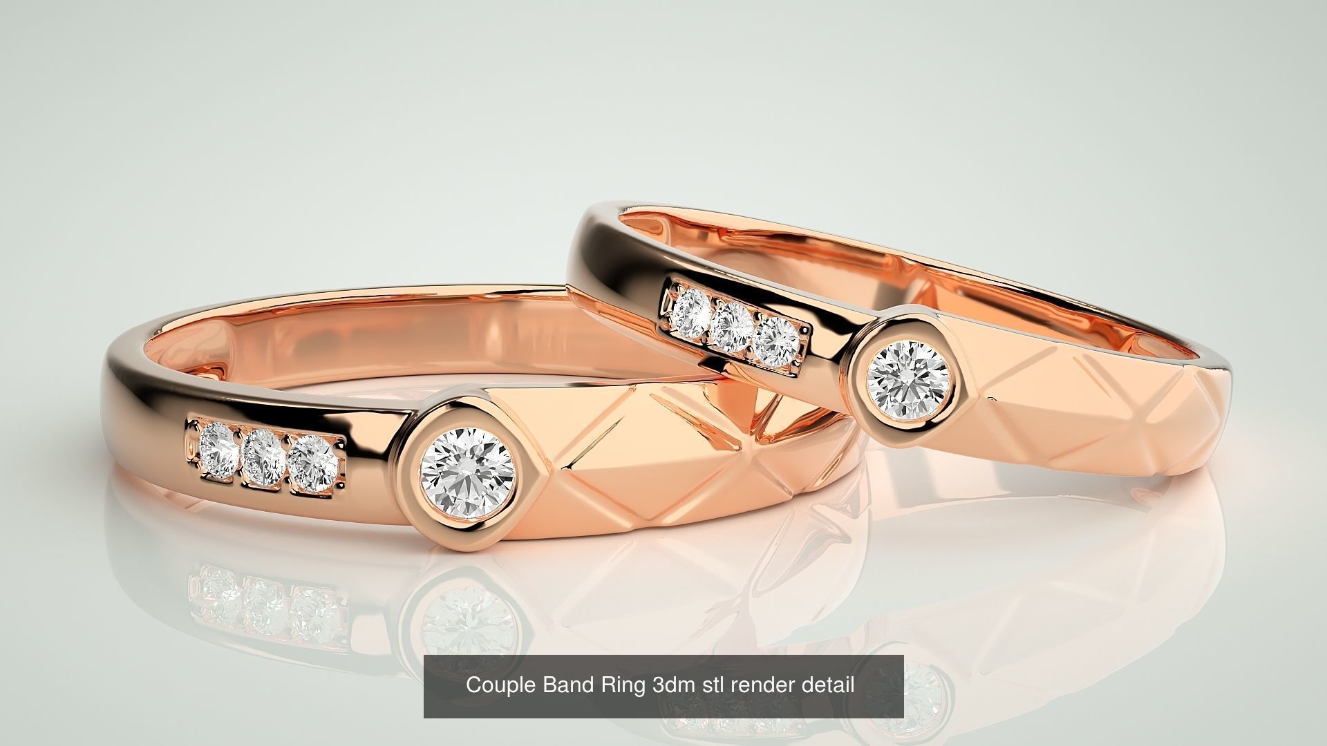 300 Couple Band Ring 3dm stl render detail Part-2  3D Model Collection_57