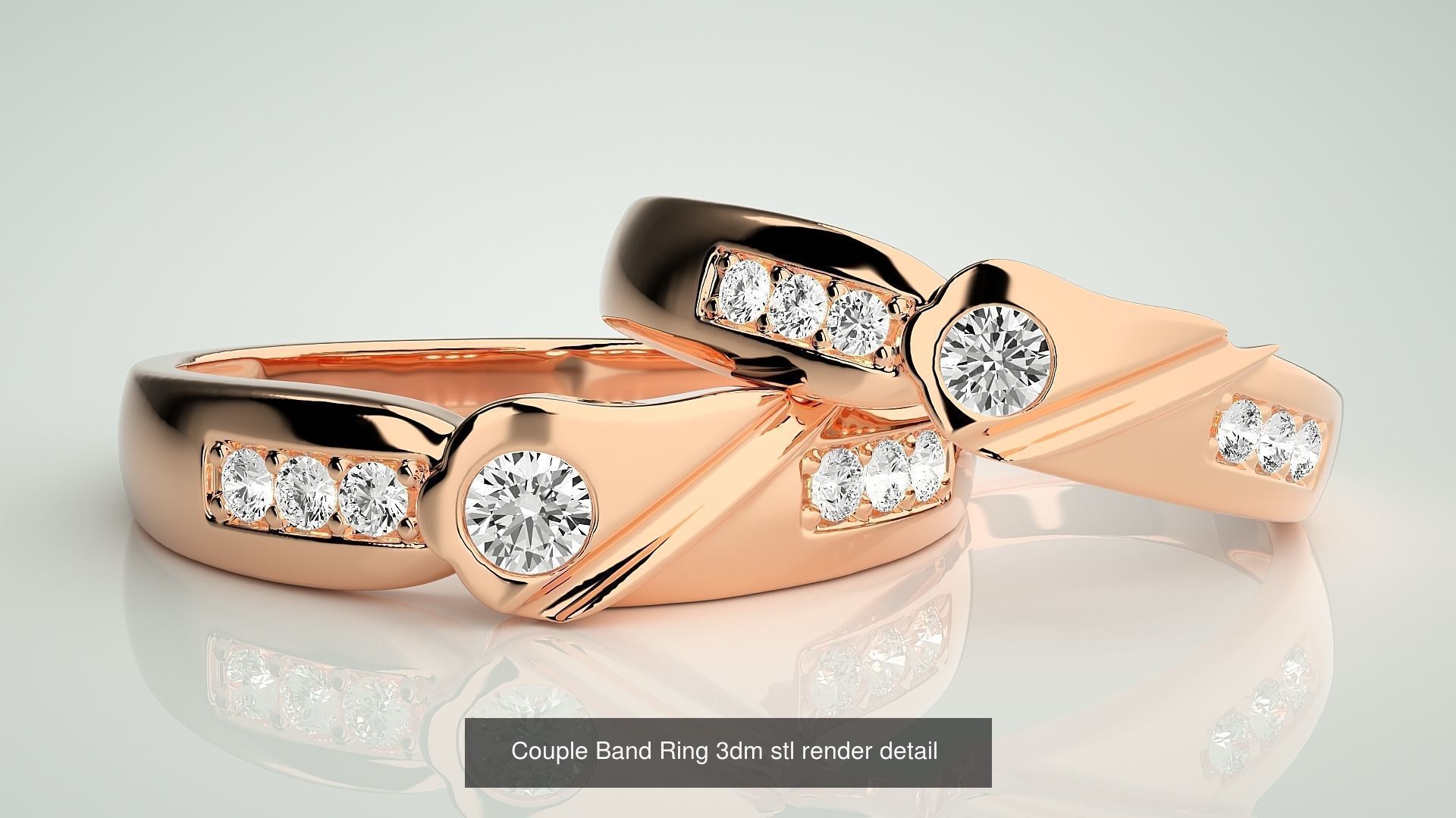 300 Couple Band Ring 3dm stl render detail Part-2  3D Model Collection_55
