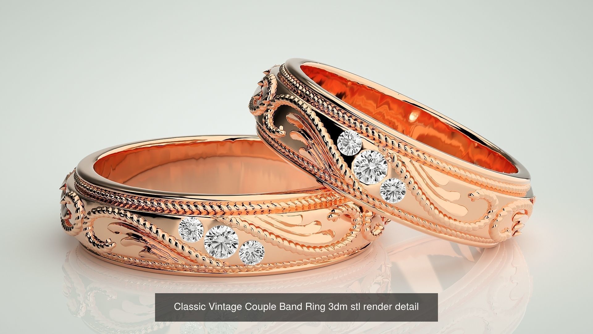 300 Couple Band Ring 3dm stl render detail Part-2  3D Model Collection_119