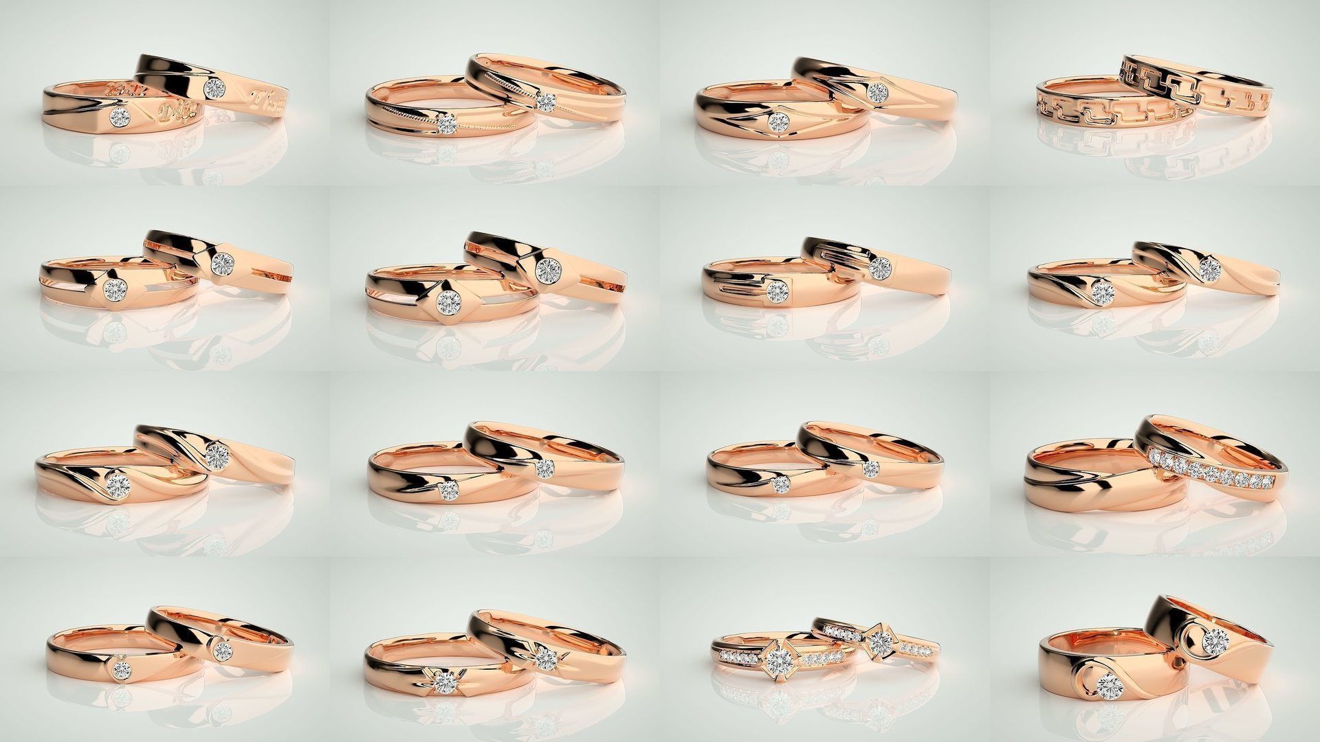 300 Couple Band Ring 3dm stl render detail Part-2  3D Model Collection_39