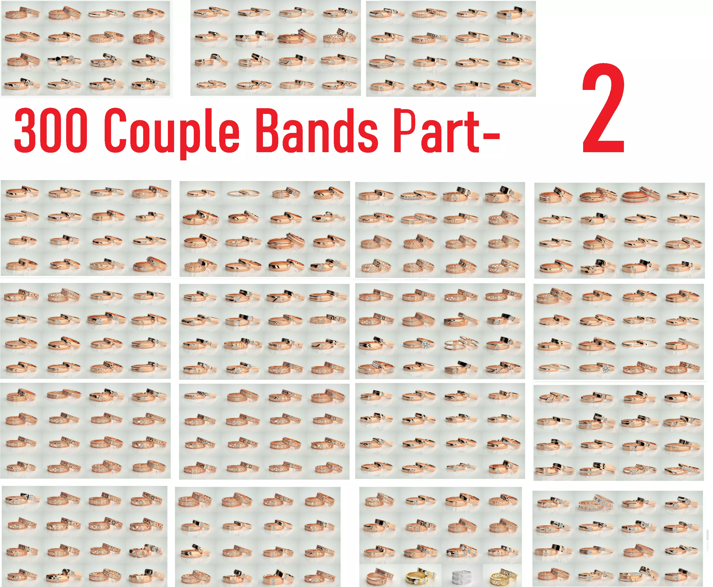 300 Couple Band Ring 3dm stl render detail Part-2  3D Model Collection_0