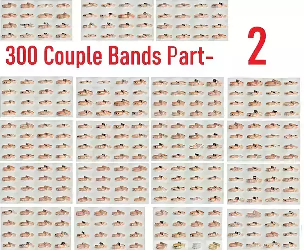 300 Couple Band Ring 3dm stl render detail Part-2  3D Model Collection