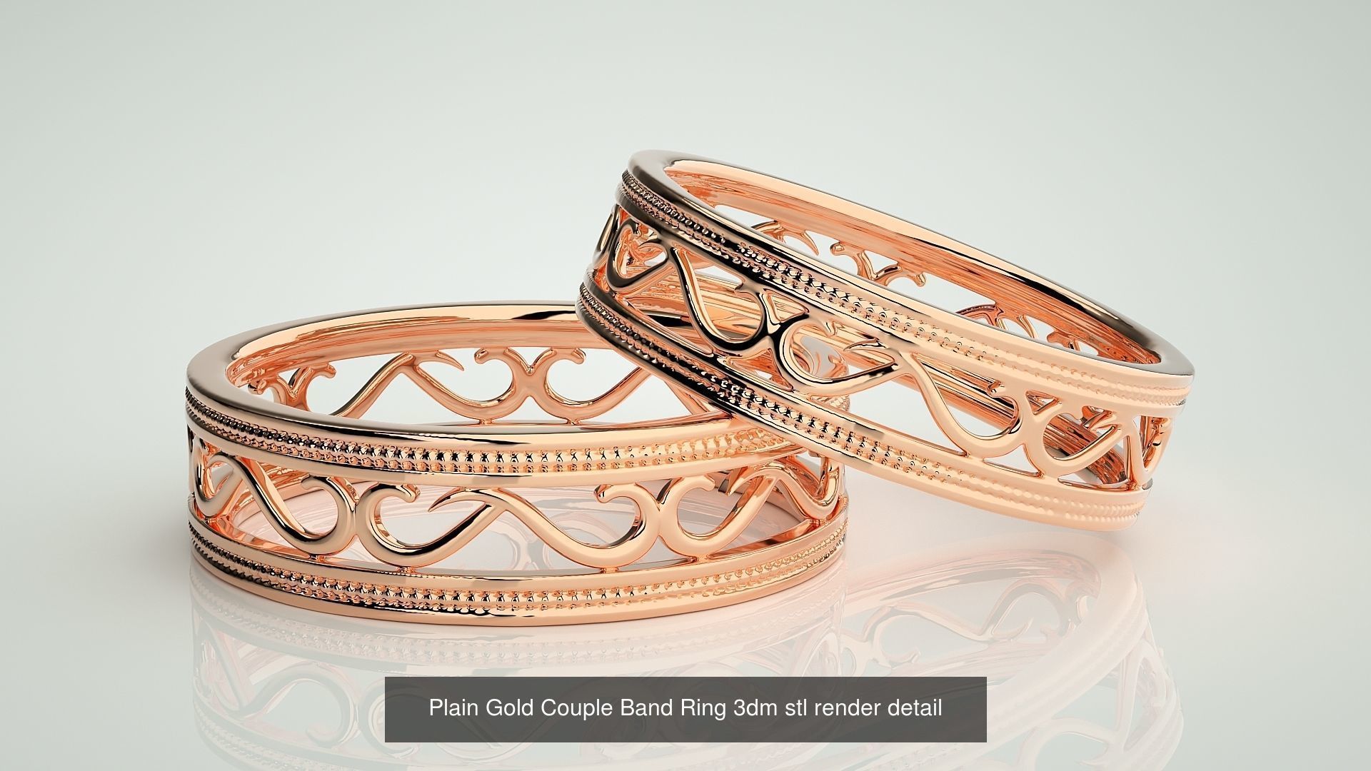 300 Couple Band Ring 3dm stl render detail Part-2  3D Model Collection_133