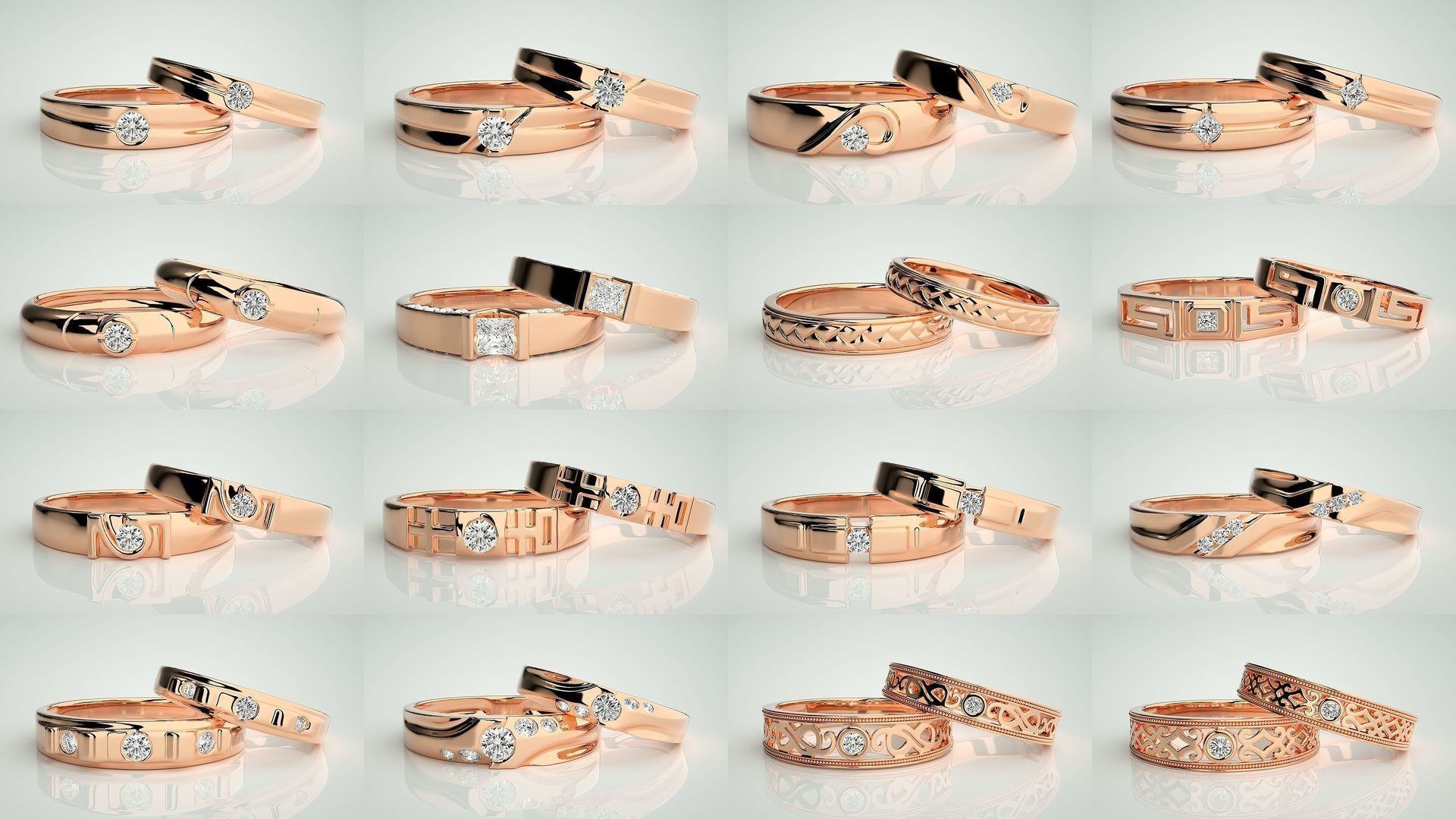 300 Couple Band Ring 3dm stl render detail Part-2  3D Model Collection_29