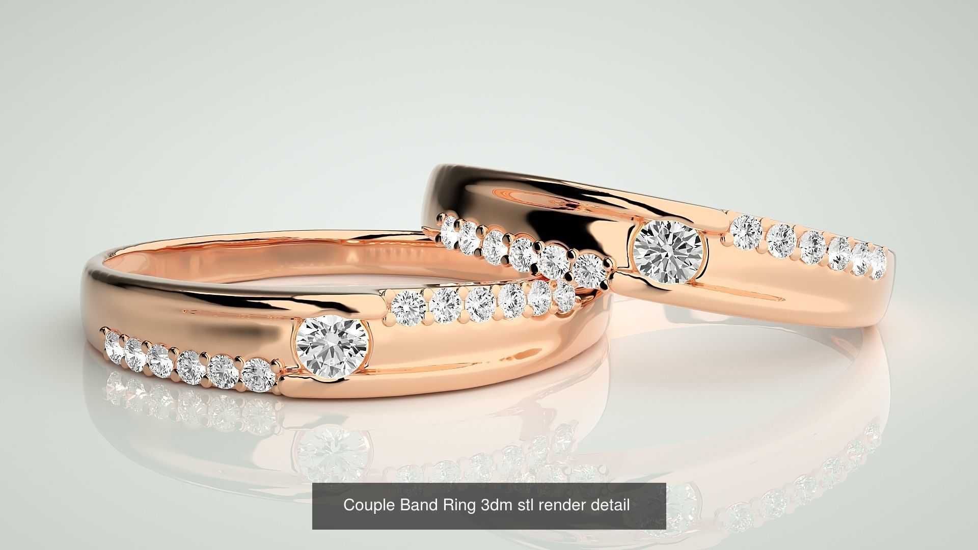 300 Couple Band Ring 3dm stl render detail Part-2  3D Model Collection_59