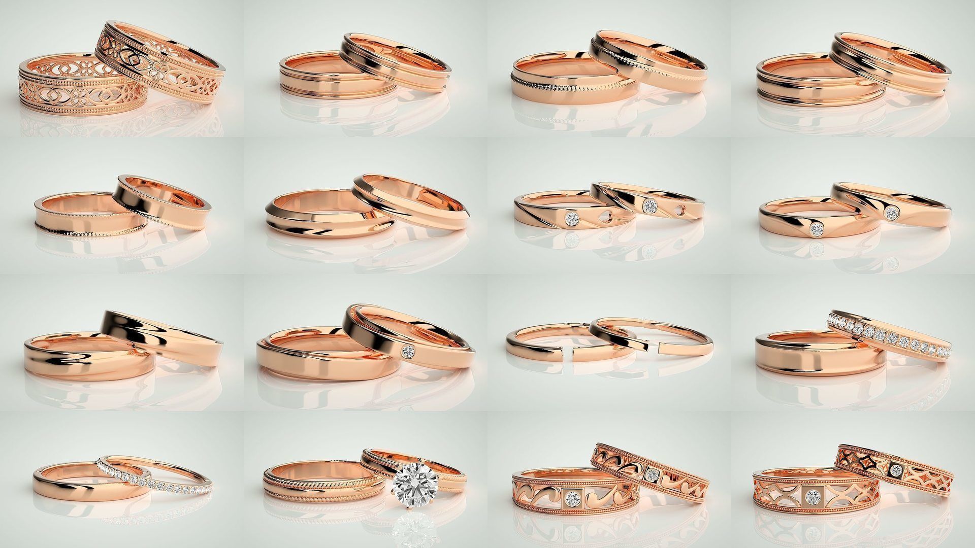 300 Couple Band Ring 3dm stl render detail Part-2  3D Model Collection_23