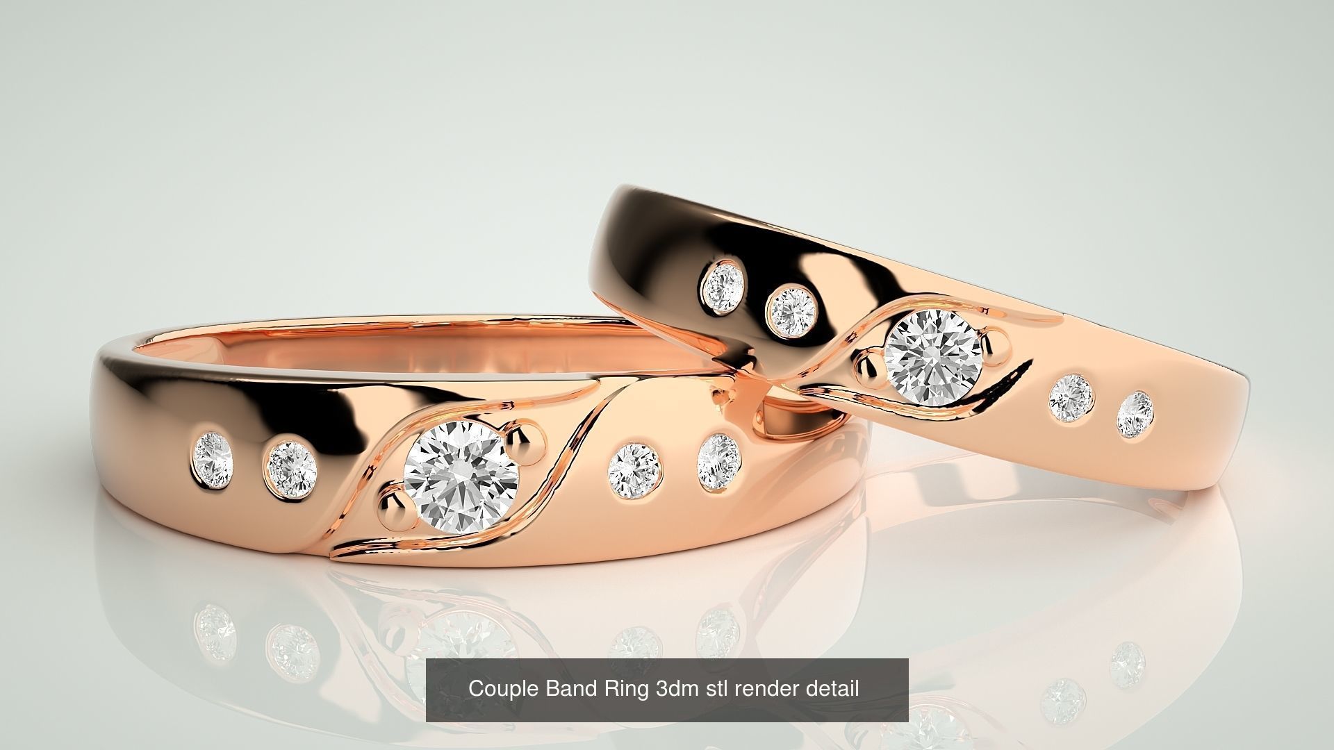 300 Couple Band Ring 3dm stl render detail Part-2  3D Model Collection_53