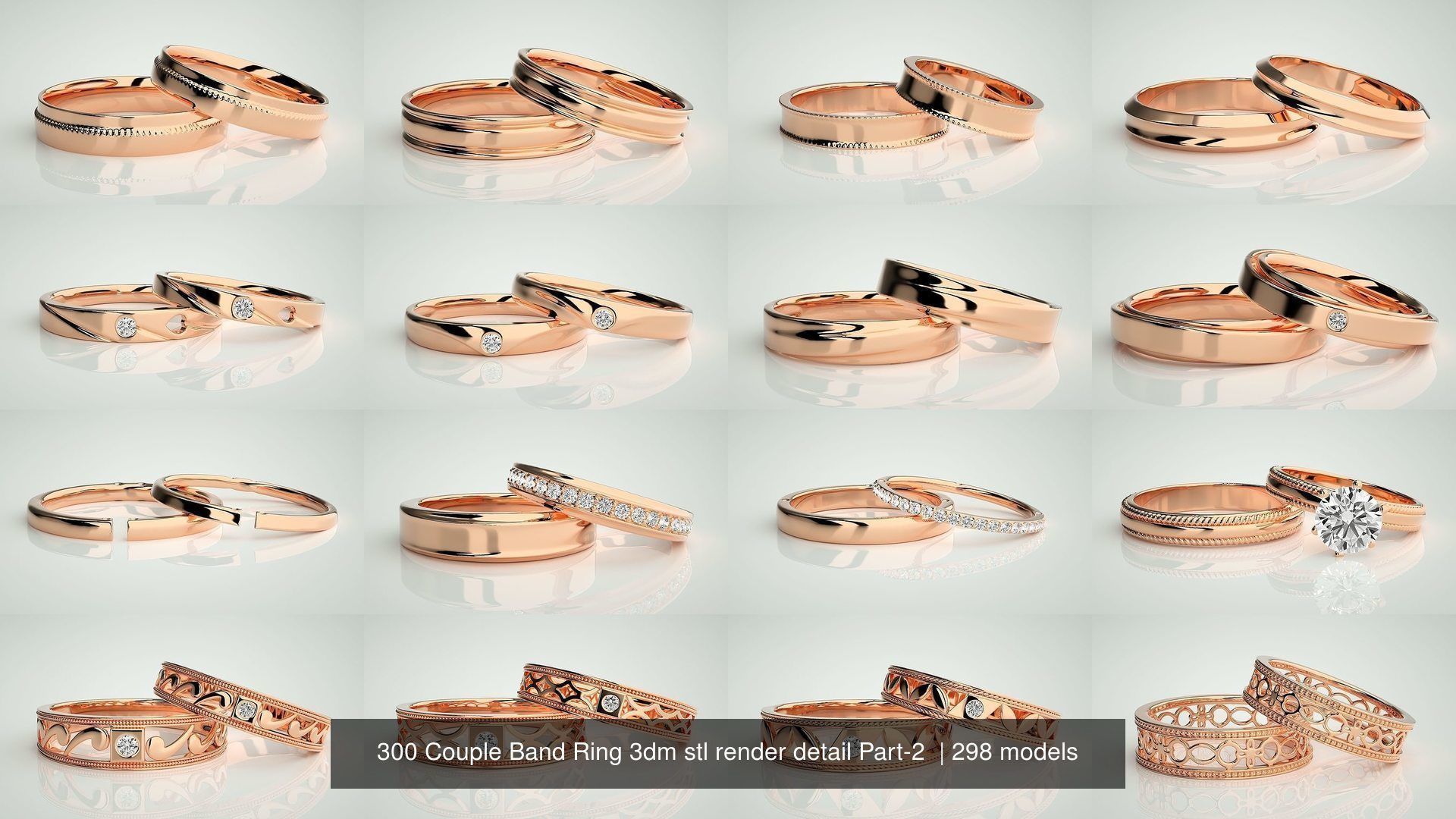 300 Couple Band Ring 3dm stl render detail Part-2  3D Model Collection_15