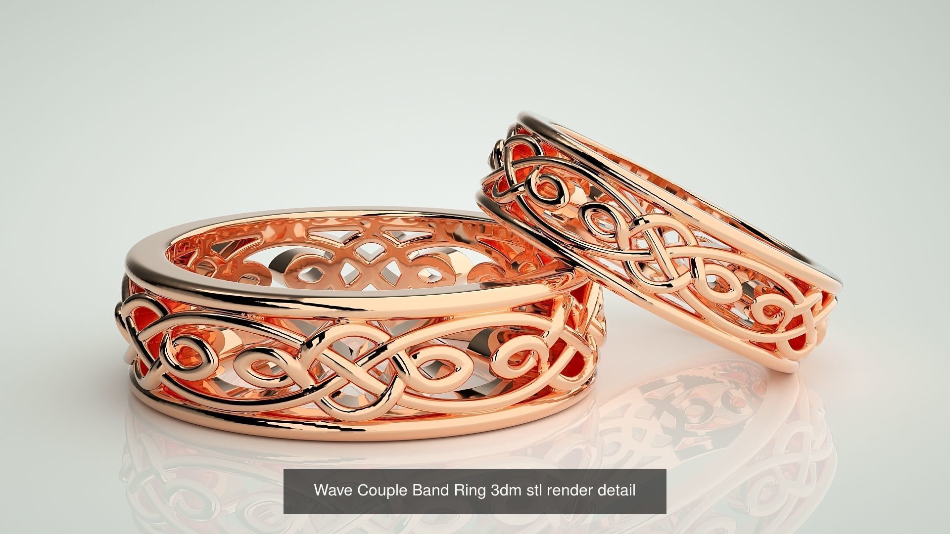 300 Couple Band Ring 3dm stl render detail Part-2  3D Model Collection_48