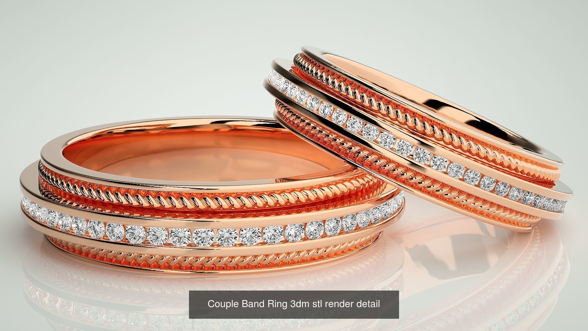 300 Couple Band Ring 3dm stl render detail Part-2  3D Model Collection_90