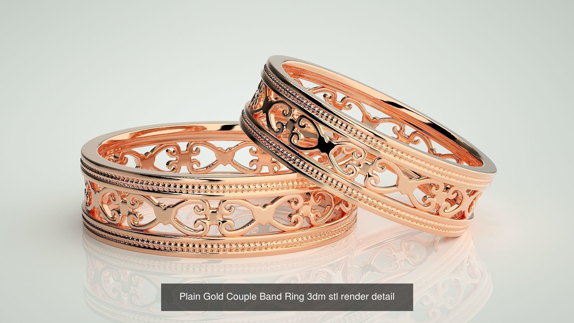 300 Couple Band Ring 3dm stl render detail Part-2  3D Model Collection_125