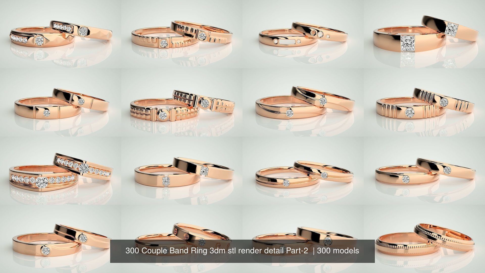 300 Couple Band Ring 3dm stl render detail Part-2  3D Model Collection_5