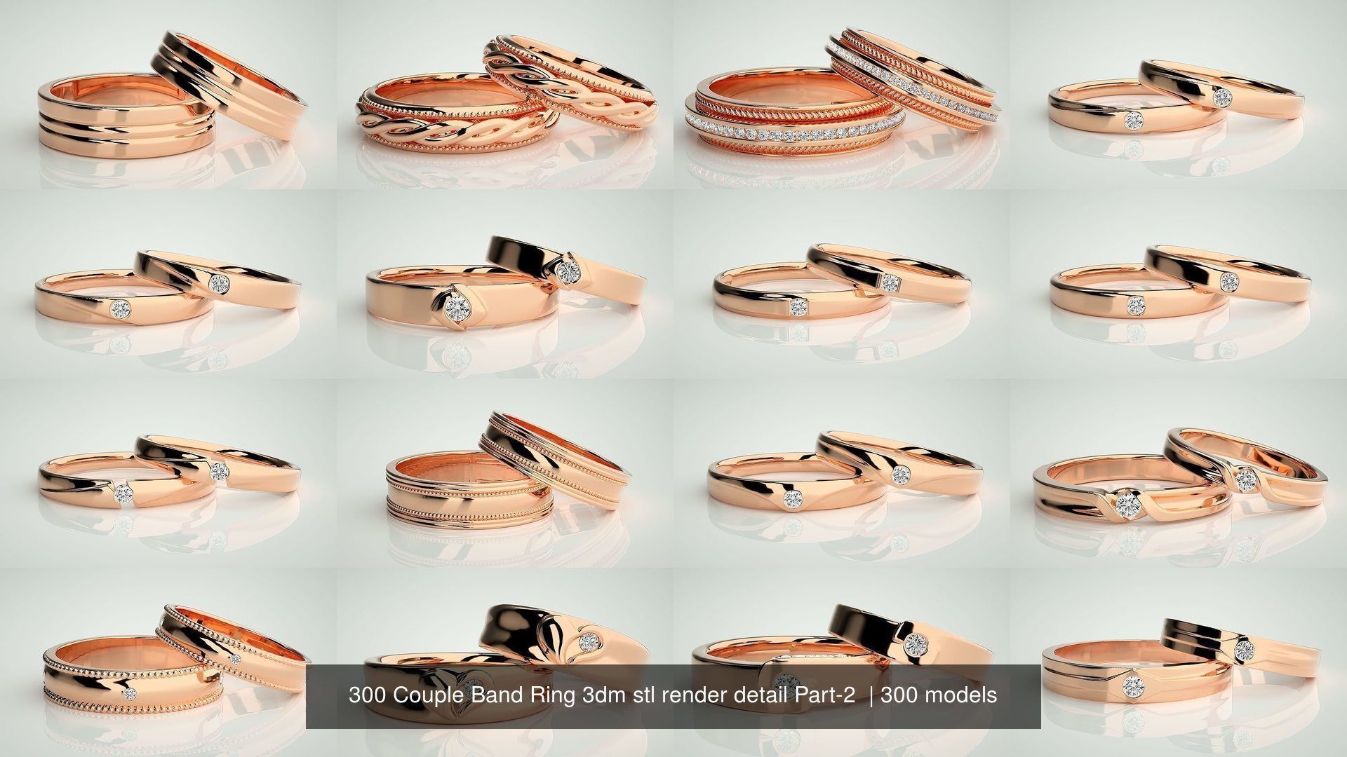 300 Couple Band Ring 3dm stl render detail Part-2  3D Model Collection_9