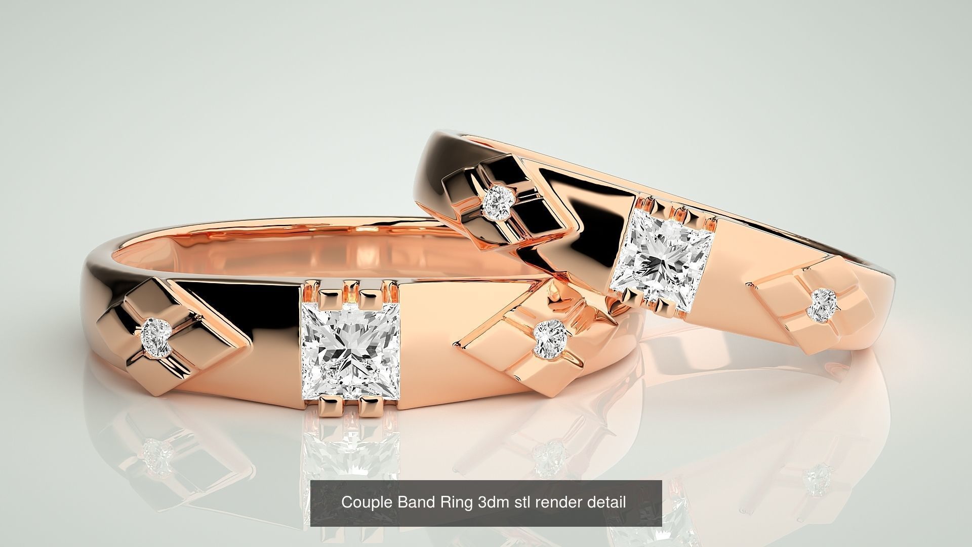 300 Couple Band Ring 3dm stl render detail Part-2  3D Model Collection_56