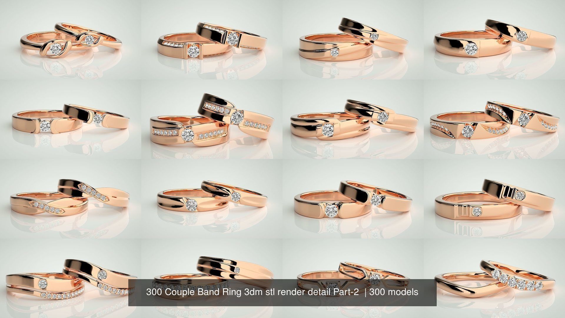 300 Couple Band Ring 3dm stl render detail Part-2  3D Model Collection_32