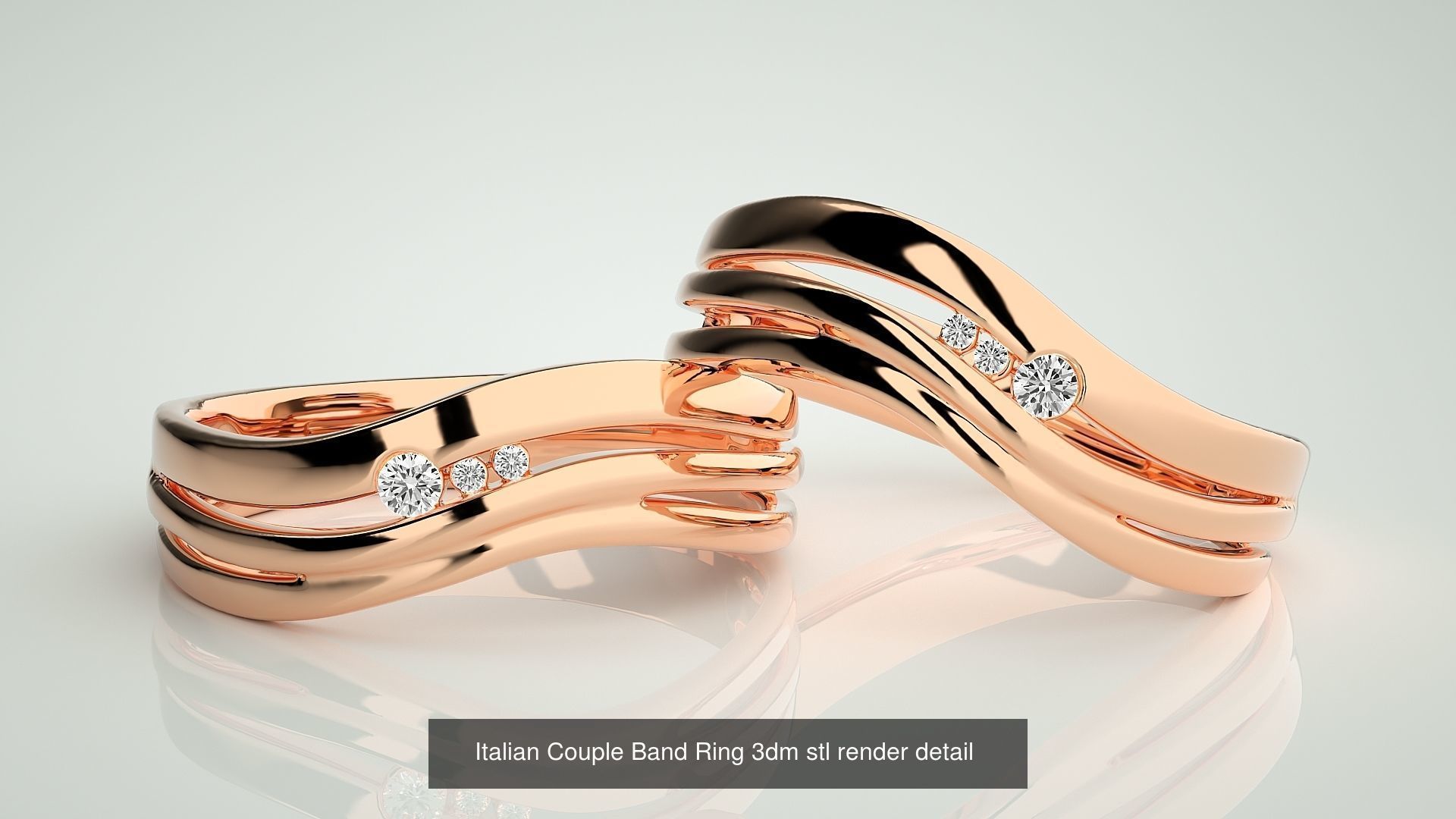 300 Couple Band Ring 3dm stl render detail Part-2  3D Model Collection_65