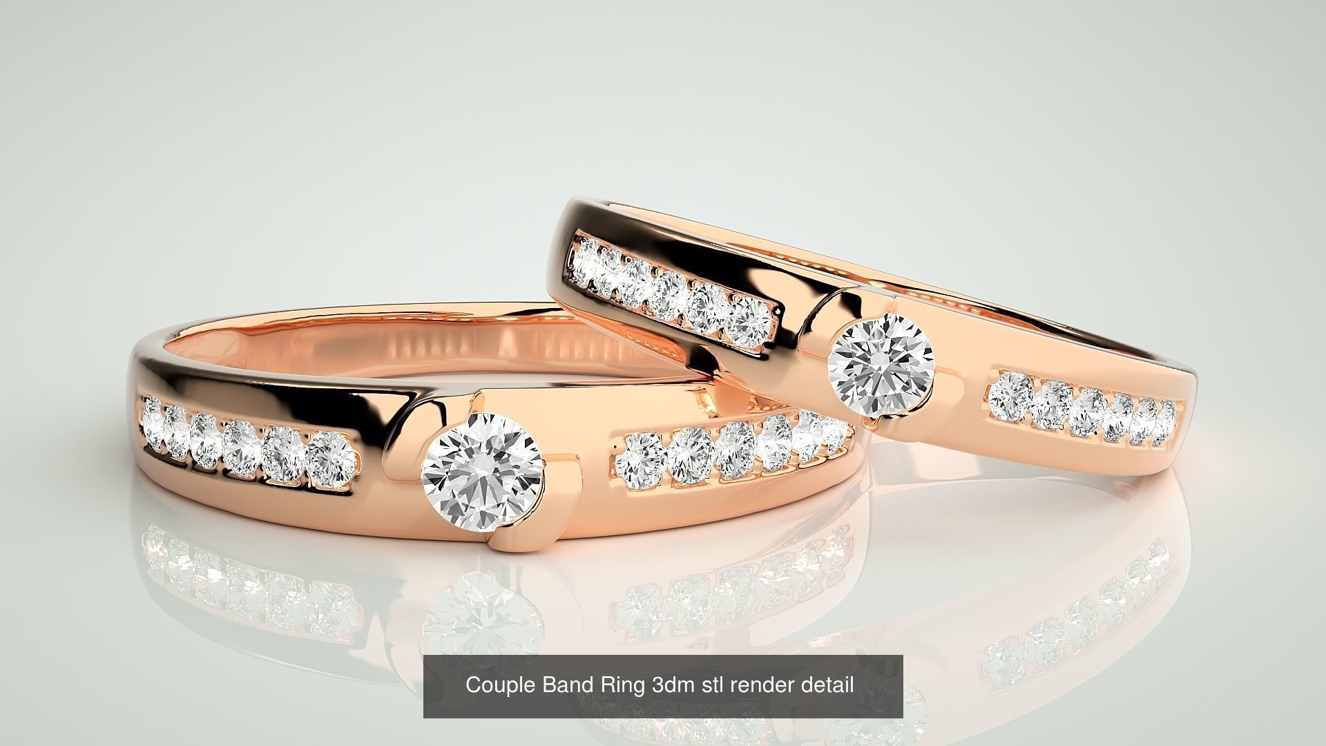 300 Couple Band Ring 3dm stl render detail Part-2  3D Model Collection_54