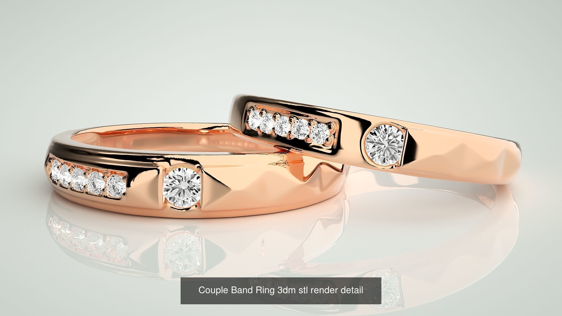 300 Couple Band Ring 3dm stl render detail Part-2  3D Model Collection_73
