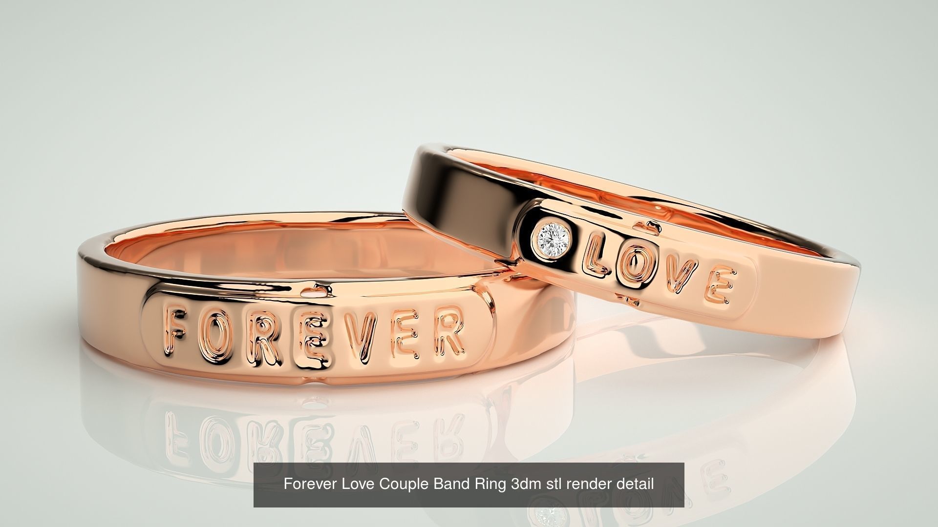 300 Couple Band Ring 3dm stl render detail Part-2  3D Model Collection_124