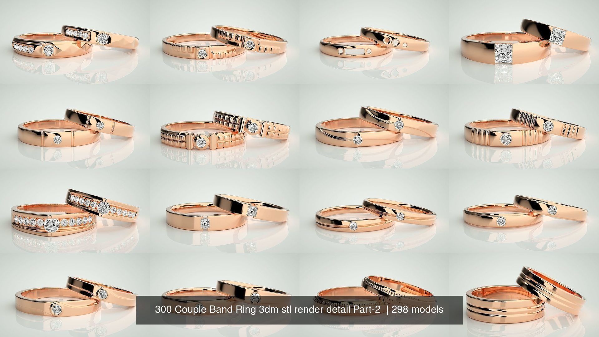 300 Couple Band Ring 3dm stl render detail Part-2  3D Model Collection_2